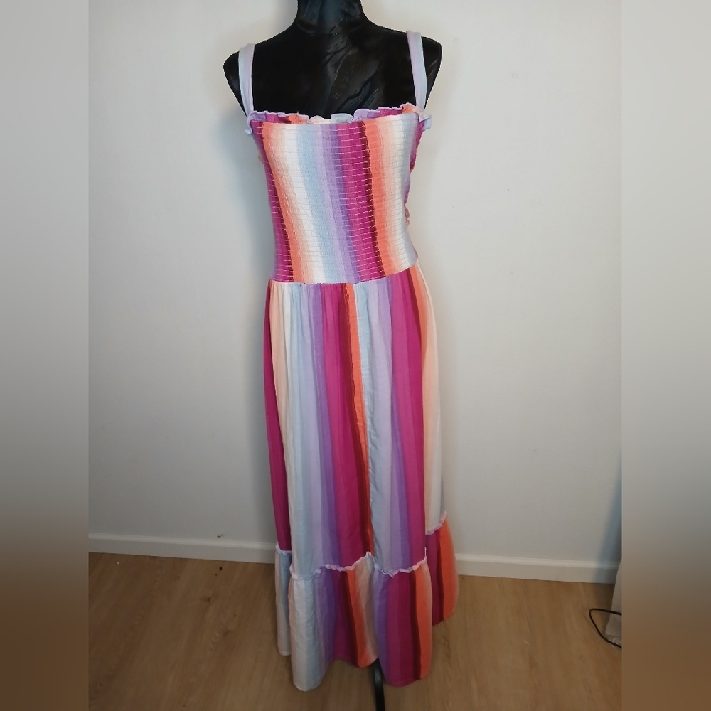 Terra & Sky Pink and Purple Ruffled Tiered Sundress